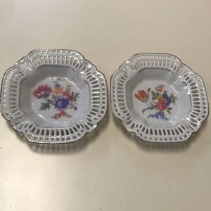 Set‎ of 2 Vintage 1940's Schwarzenhammer Bavarian Hand Painted Dishes